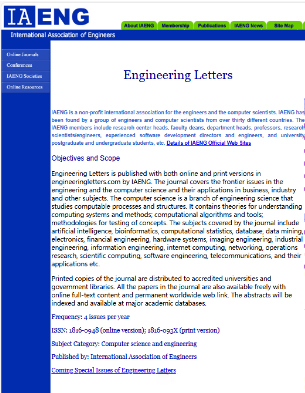 Engineering Letters雜志